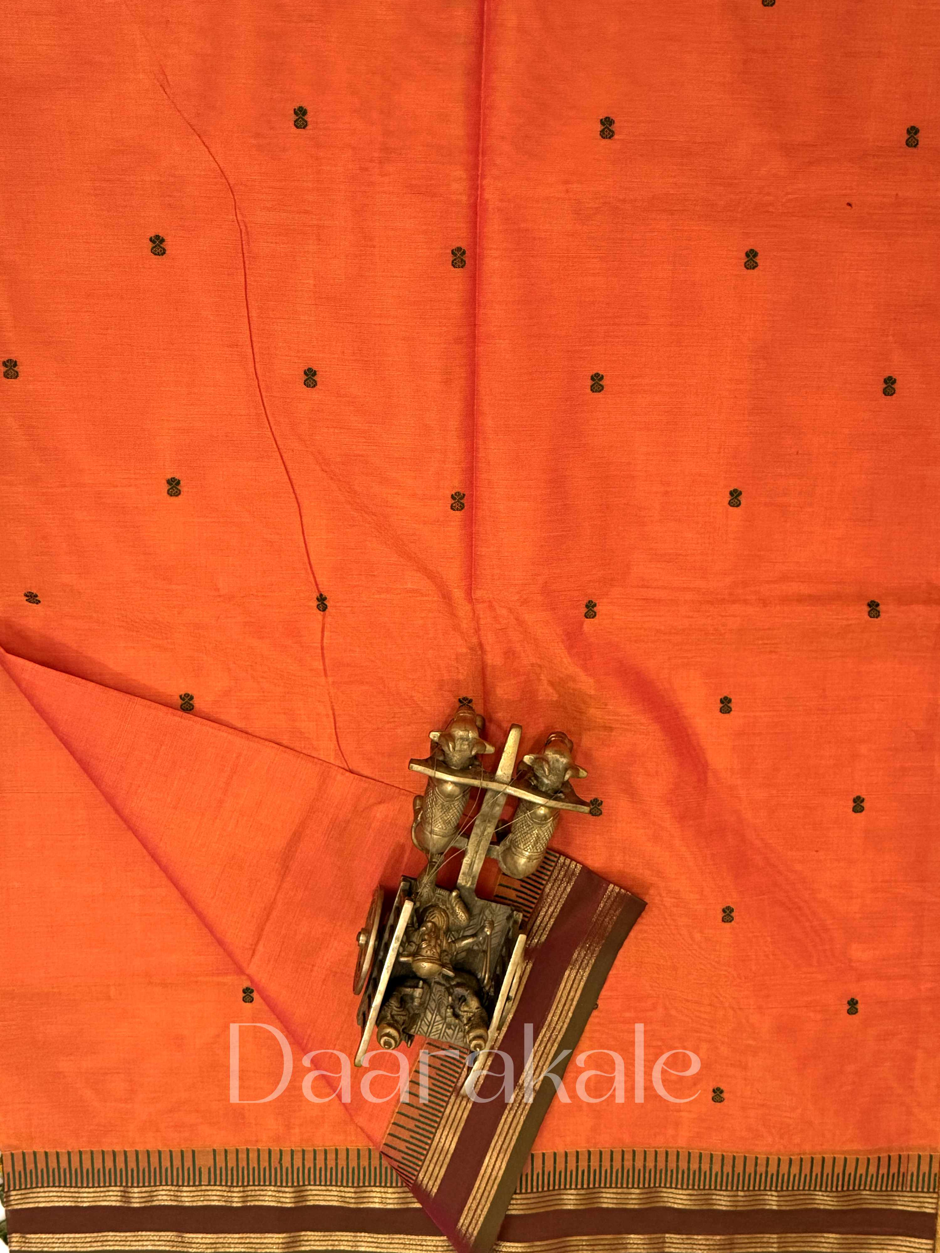Chettinad Orange Butta Cotton Saree