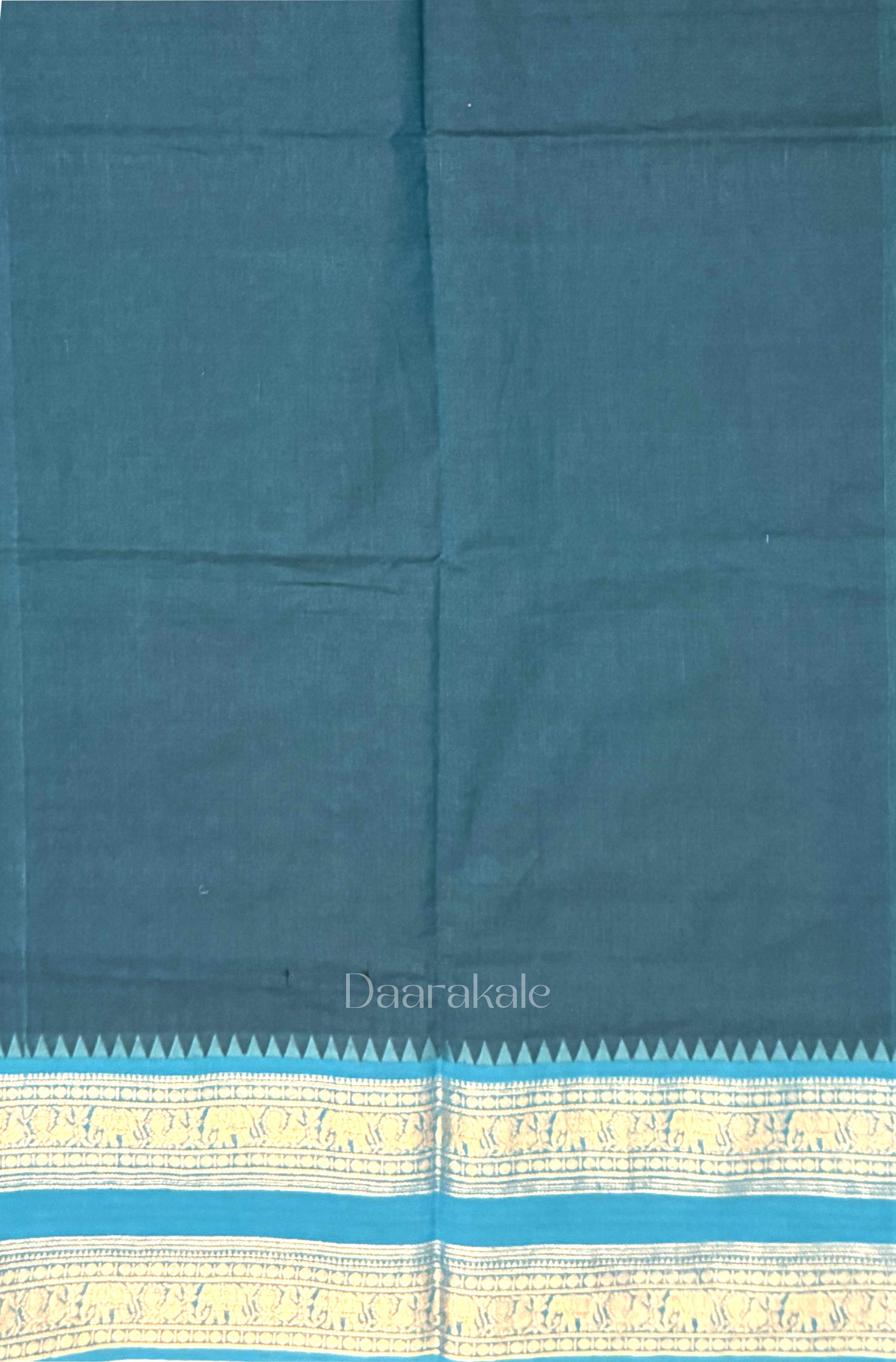 Chettinad Teal Temple Cotton Saree