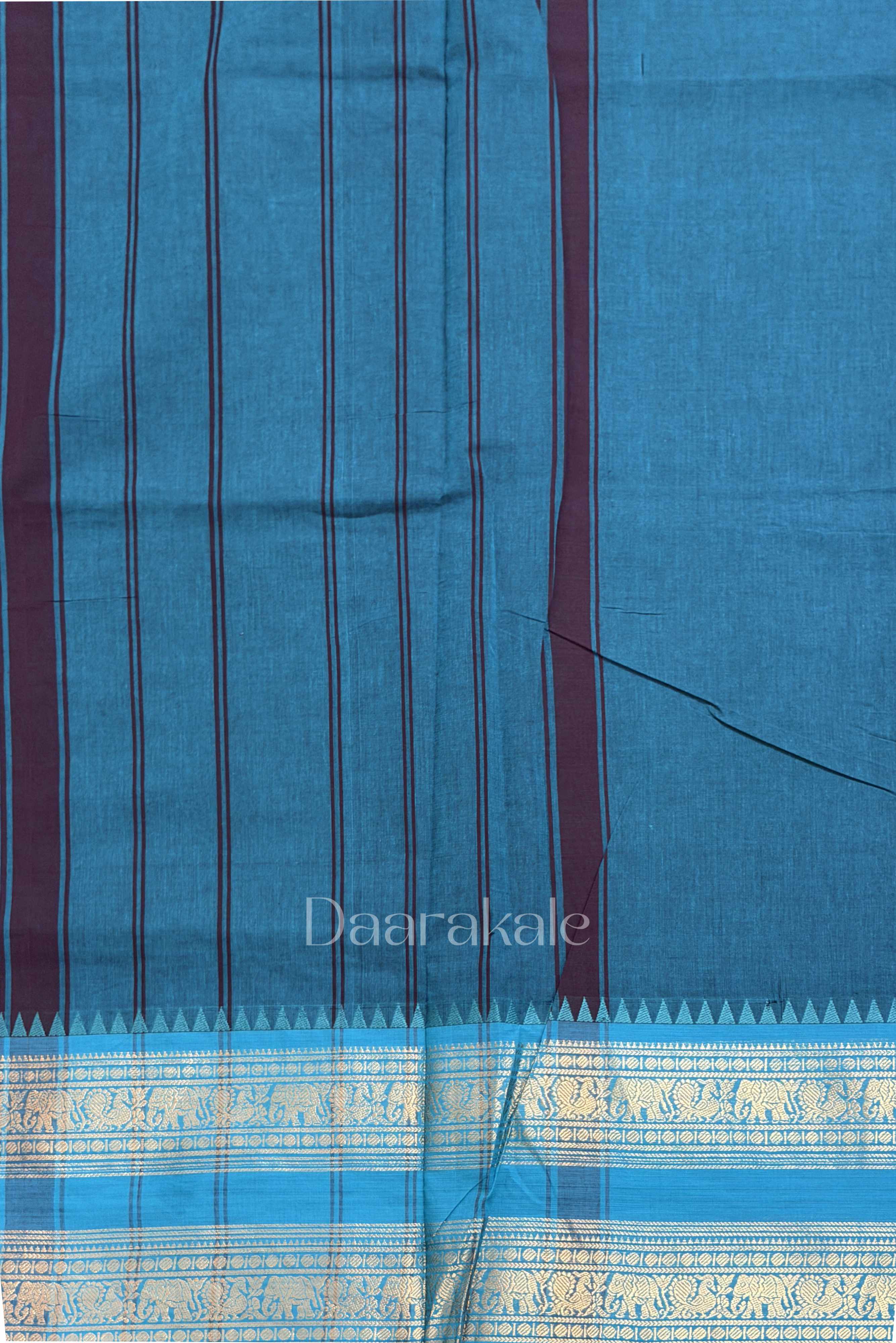 Chettinad Teal Temple Cotton Saree