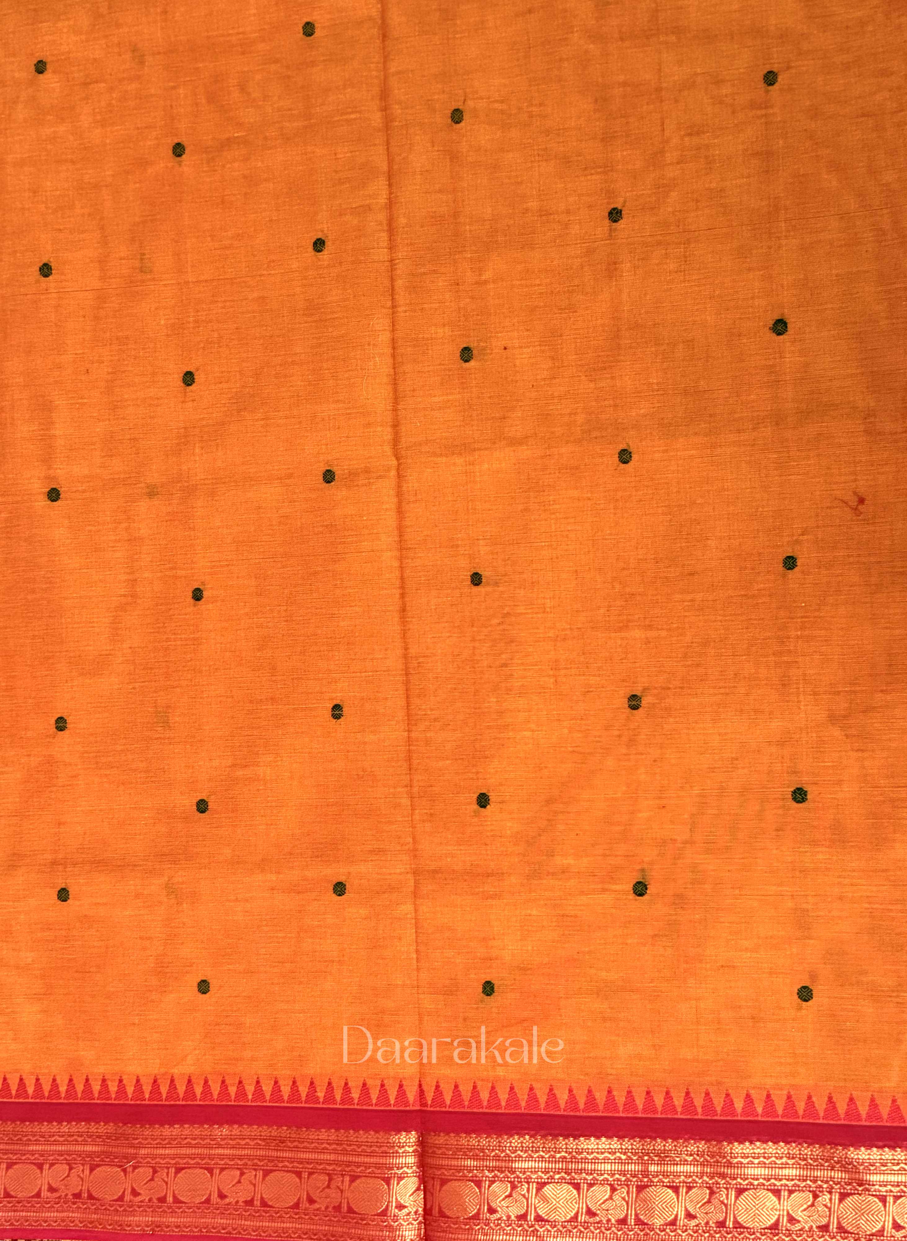 Chettinad Mustard Pink Butta Cotton Saree